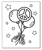 balloons peace sign coloring page