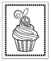 cupcake peace sign coloring page