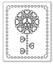 hearts flower peace sign coloring page