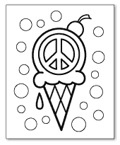 ice cream cone peace sign coloring page