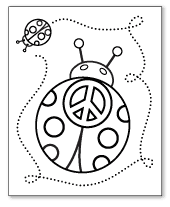 ladybug peace sign coloring page