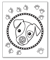puppy nose peace sign coloring page