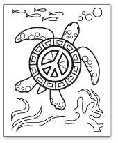 sea turtle peace sign coloring page