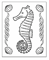 sea horse peace sign coloring page