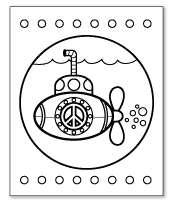 submarine peace sign coloring page