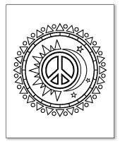 sun and moon peace sign coloring page