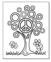 tree peace sign coloring page